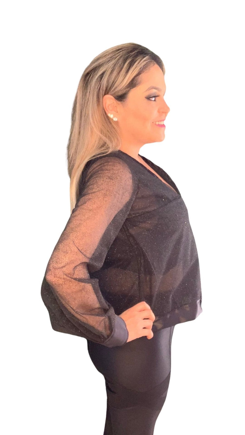 Blusa Transparente Com Brilho